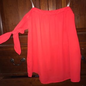 Off the shoulder tie top